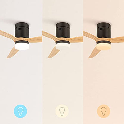 Create - Windcalm Ceiling Fan with Light, Natural Wood, Black, Remote Control, Summer-Winter Mode, 6 Speeds, 3 Light Temperatures, Timer, 40W, Ø132 cm