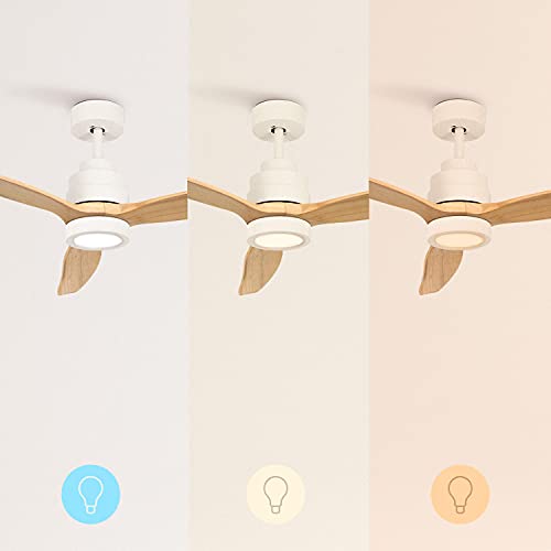 Create - WindStylance DC Ceiling Fan with Light, 40W, Natural Wood Blades, WiFi, Remote, Silent, 132cm, 6 Speeds, Timer, Dual Height, Reversible Motor