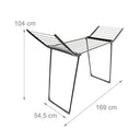 Relaxdays - Folding Plastic Clothes Drying Rack, 13 M, Black, 104 X 169 X 54.5 Cm