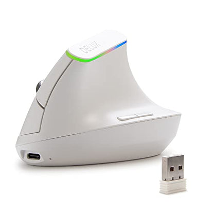 DeLUX - Wireless Ergonomic Vertical Mouse, Rechargeable, 4000 DPI, RGB Light