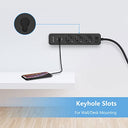 Jsver - 3-Way Power Strip with 3 USB Ports, 3680W, Wall Mounted, 3m Cable