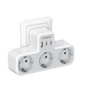 Tessan USB Wall Socket with 3 Schuko Outlets and USB Ports