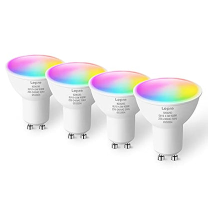 Lepro - GU10 Smart LED Bulb, Colour Changing, WiFi & Bluetooth, Pack of 4