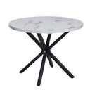EGOONM Round Marble Look Dining Table with Metal Legs