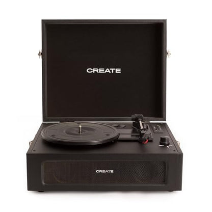 CREATE Retro Record Player, Black, Medium
