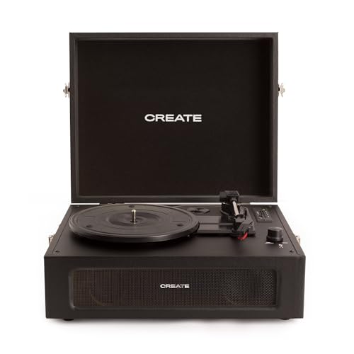 CREATE Retro Record Player, Black, Medium
