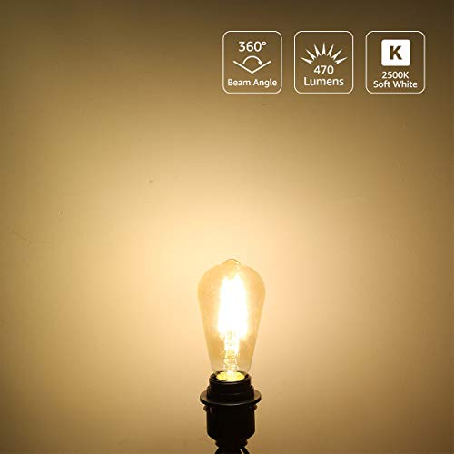 Lepro - E27 LED Vintage Edison Bulbs, Warm White 2500K, Pack of 6