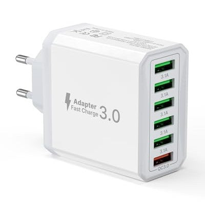 Tupneuf - 6-Port USB Charger with QC 3.0 Quick Charge for iPhone, iPad, Mobile Phones