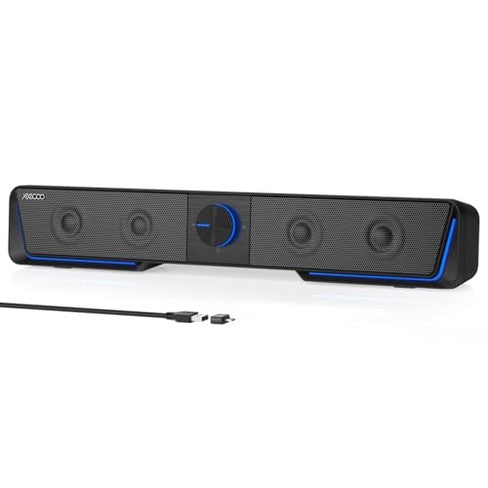 Jeecoo - A40 PC Speakers with USB, Bluetooth, LED Touch Control & Type-C Adapter