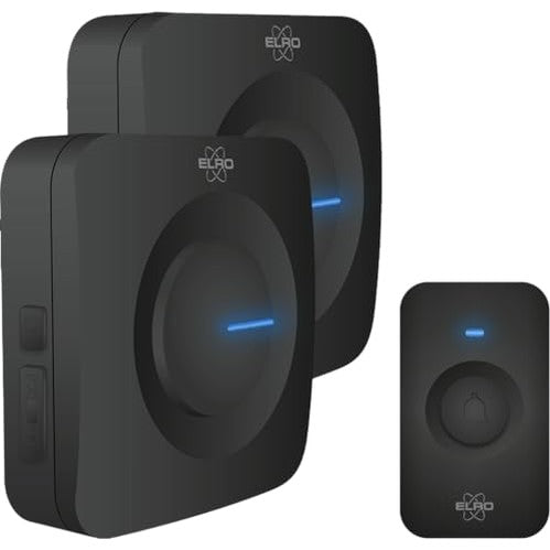 ELRO - DB3000 Wireless Doorbell Set with 2 Battery Receivers - Black