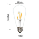Hntoolight - LED Edison Filament Bulb 4W ST64 Retro Nipple E27, Warm White