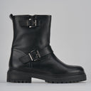 Low Heel Ankle Boots Heel 1 Cm Black Leather Eu 45