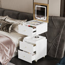 FUFU&GAGA 23.6" 360° Rotating White Makeup Vanity with LED Mirror