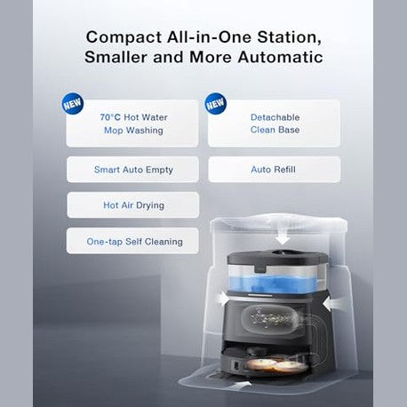 ECOVACS Deebot T30 Omni Robot Vacuum Cleaner with Wiping Function, Mini Station Vacuum Cleaner Robot, 11,000 PA Suction Power, Adaptive Edge Cleaning