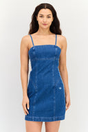 Adidas Originals Women's Washed Denim Mini Dress in Blue
