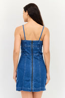 Adidas Originals Women's Washed Denim Mini Dress in Blue