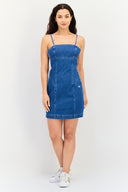 Adidas Originals Women's Washed Denim Mini Dress in Blue