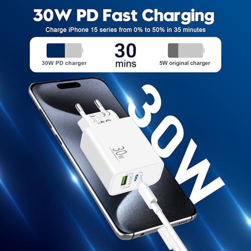 MatauMahi - 30W USB-C Charger with 2m Cable for iPhone 16/15 Pro Max/Plus