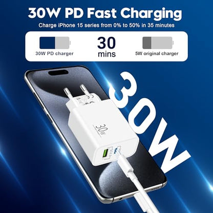 MatauMahi - 30W USB-C Charger with 2m Cable for iPhone 16/15 Pro Max/Plus