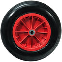 WERKA PRO 14 inch puncture-proof polyurethane wheel with red rim, designed for durability and optimal grip.