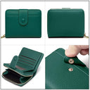 Anywn - Women's Small Soft Leather Purse with Large Zip Coin Compartment, Deep Green, 5 Card Slots, Compact Design