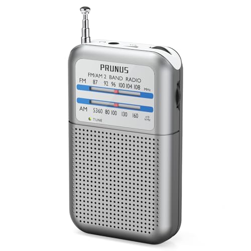 PRUNUS - Portable AM FM Pocket Radio with Excellent Reception and Tuning Knob