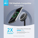 Anker - 15W Fast Magnetic Wireless Charger Stand for iPhone 16/15/14/13/12