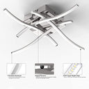 Himgor - 4-Light Modern LED Ceiling Light, Curved Design, Remote Control, Dimmable 2700K-6000K