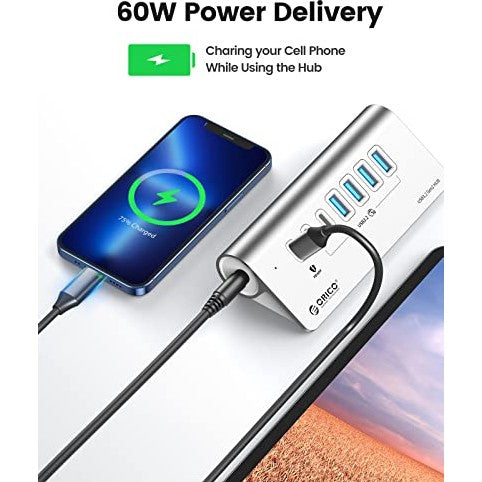 ORICO - 7-Port USB 3.2 Gen 2 Hub With 60W PD Charging And C to C Cable
