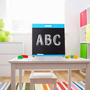 Relaxdays - Portable Double-Sided Wooden Chalk Board for Kids, Blue, 48.5 x 48 x 36 cm