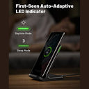 INIU - 15W Fast Qi Wireless Charger with Sleep-Friendly Light, Compatible with iPhone & Samsung
