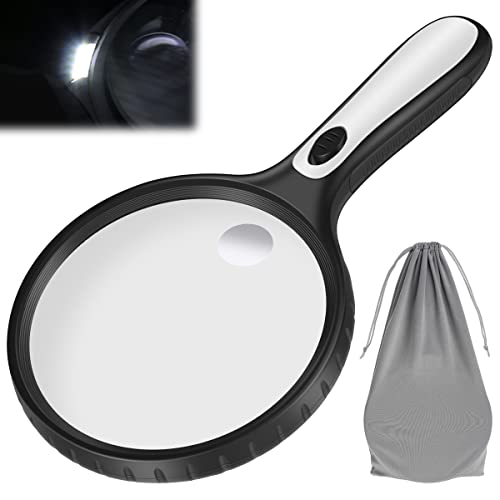 Caffney - Illuminated 5X/15X Magnifying Glass with Light and Storage Bag
