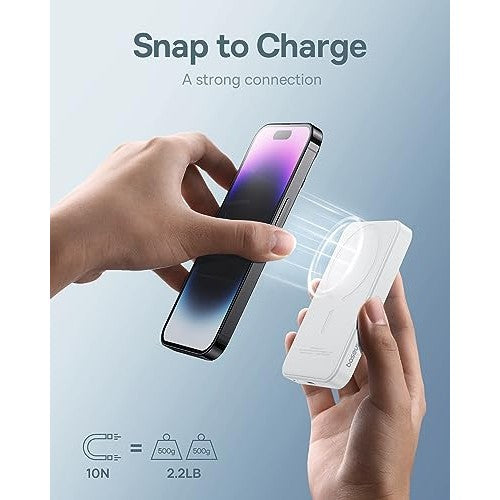 Baseus - 5000mAh MagSafe Wireless Portable Charger, PD 20W Power Bank (White)