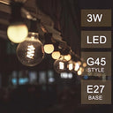 Belaufe - E27 LED Globe Bulb 3W, 3000K Warm White, Non-Dimmable, Pack of 10