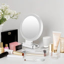 Facegra Foldable Travel Makeup Mirror with 10X Magnification, White and Silver