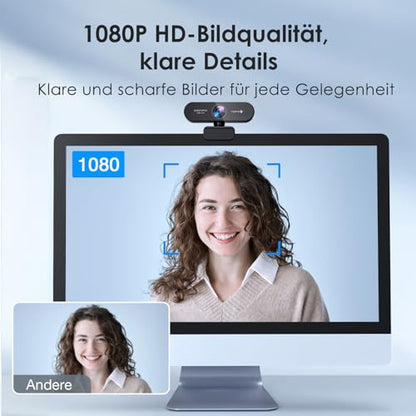 eMeet - 1080P Full HD Webcam With 2 Microphones And Low-Light Correction