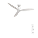 Create Windstlyance ceiling fan with natural wood and white finish, featuring 6 speeds and timer