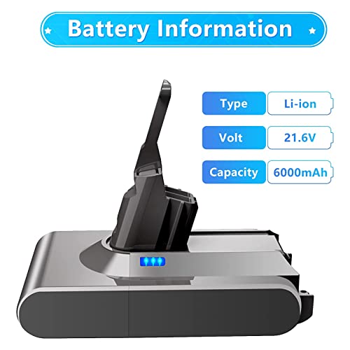 Dyson - 21.6V 6000mAh Replacement Battery for V8 Cordless Vacuum Cleaner