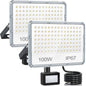 YIQIBRO - LED Motion Sensor Spotlight 100W 10000LM IP67 Waterproof 2 Pack