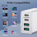 Sccvee - 40W 4-Port USB C Charger, Fast Charging PD+QC, Multiport Wall Plug