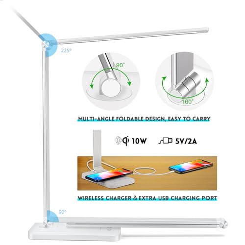 BIENSER - LED Desk Lamp with Wireless Charger, Touch Control, Dimmable Light
