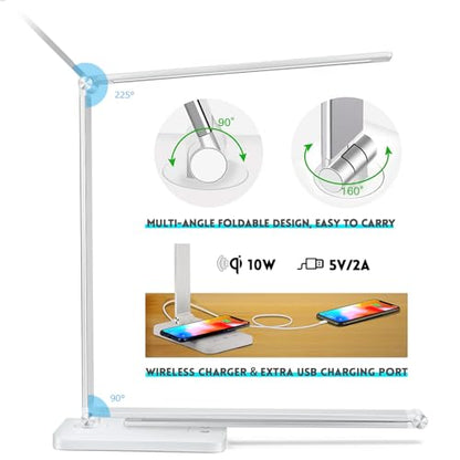 BIENSER - LED Desk Lamp with Wireless Charger, Touch Control, Dimmable Light