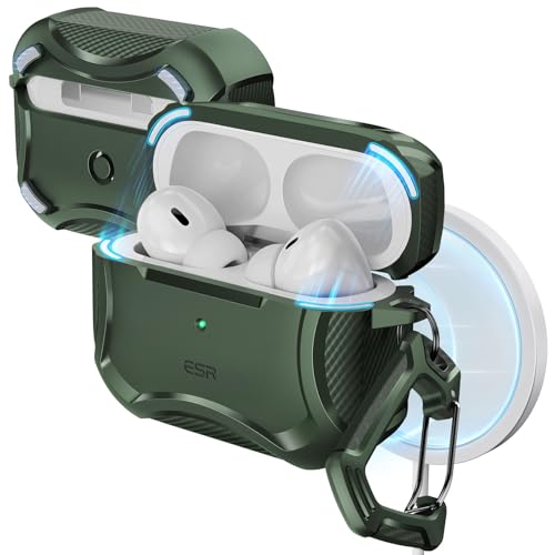 ESR - AirPods Pro 2 Case, USB-C/Lightning, MagSafe Compatible, Dark Green