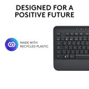 Logitech - Full-Size Wireless Keyboard with Wrist Rest, Bluetooth & USB Receiver