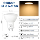 Akynite - GU10 LED Bulb 5W Warm White 2700K, 500LM, 120° Beam Angle, Pack of 6