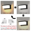 AMZ - Modern LED Wall Mounted Outdoor Sconce Light, 3 Colors, 24W