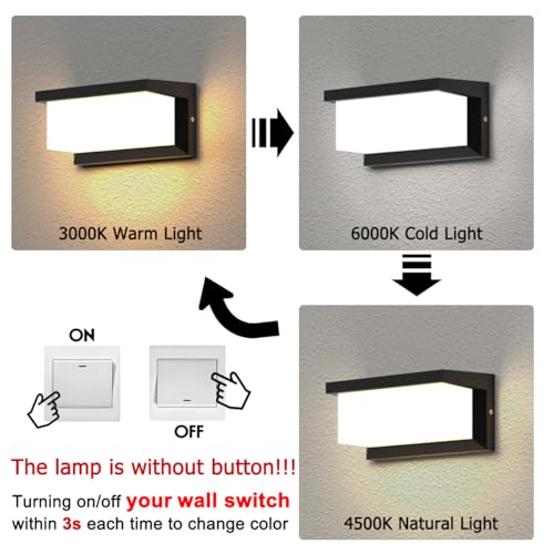 AMZ - Modern LED Wall Mounted Outdoor Sconce Light, 3 Colors, 24W