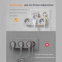 Tessan - 6-in-1 Multi Socket with 3 Wall Sockets & 3 USB Ports for Home & Travel