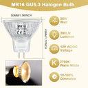 Dumiloo - MR16 20W 12V Dimmable Halogen Bulbs, GU5.3 Base, 2700K Warm White, 6 Pack
