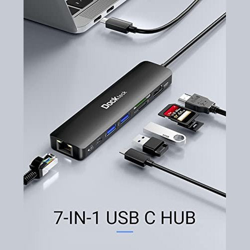 Dockteck - 7-in-1 USB C Hub With 4K 60Hz HDMI, Ethernet, USB 3.0, SD/Micro SD